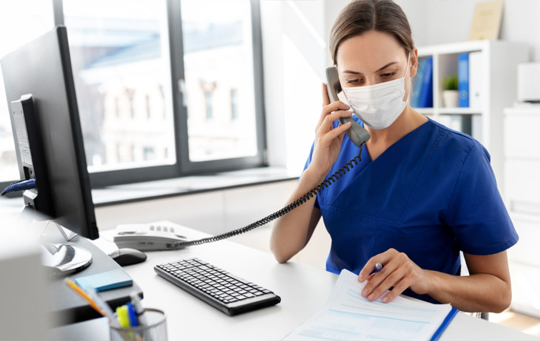 healthcare professional assisting patient